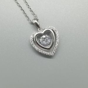 NEW Simulated Diamond Inner Heart Pendant Necklace